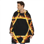 Flaming Star of David Print Hoodie Blanket