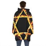 Flaming Star of David Print Hoodie Blanket