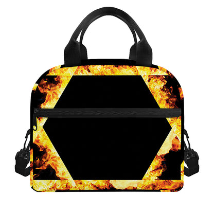 Flaming Star of David Print Insulated Lunch Bag