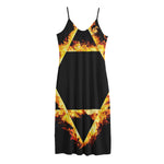 Flaming Star of David Print Jersey Midi Cami Dress