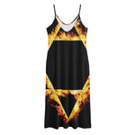 Flaming Star of David Print Jersey Midi Cami Dress