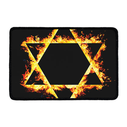 Flaming Star of David Print Kitchen Mat