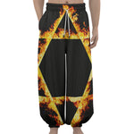 Flaming Star of David Print Lantern Pants