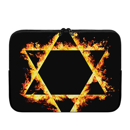 Flaming Star of David Print Laptop Sleeve