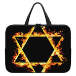 Flaming Star of David Print Laptop Sleeve With Handle