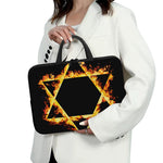 Flaming Star of David Print Laptop Sleeve With Handle
