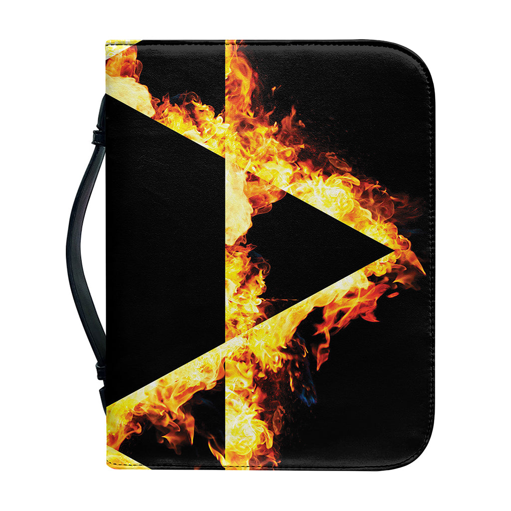 Flaming Star of David Print Leather Bible Cover