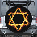 Flaming Star of David Print Leather Spare Tire Cover