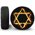 Flaming Star of David Print Leather Spare Tire Cover