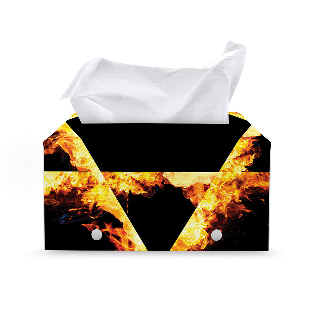Flaming Star of David Print Leather Tissue Box Cover
