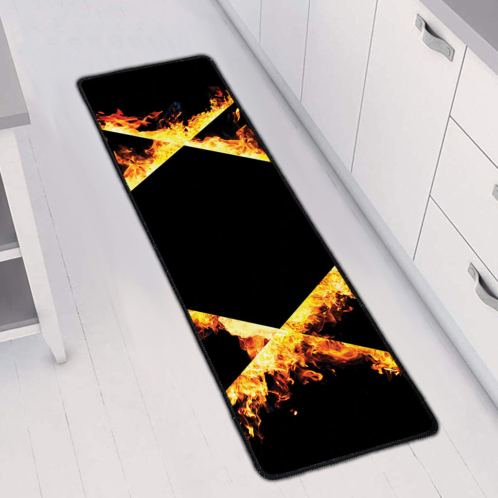 Flaming Star of David Print Long Kitchen Mat