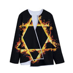 Flaming Star of David Print Long Sleeve Short Coat