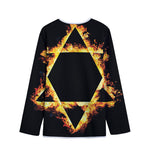 Flaming Star of David Print Long Sleeve Short Coat