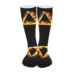 Flaming Star of David Print Long Socks