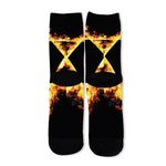 Flaming Star of David Print Long Socks
