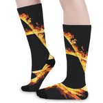 Flaming Star of David Print Long Socks