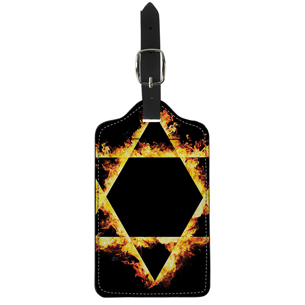 Flaming Star of David Print Luggage Tag