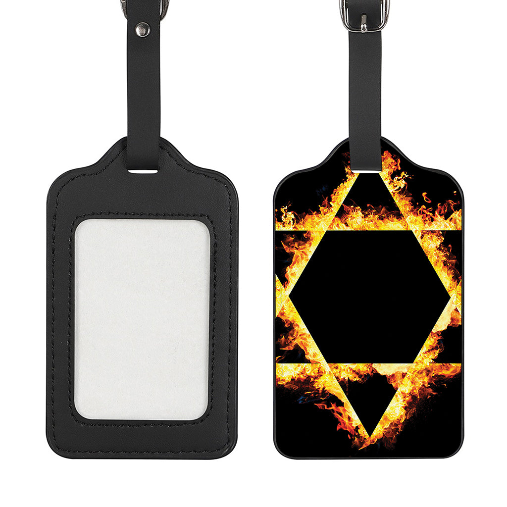 Flaming Star of David Print Luggage Tag