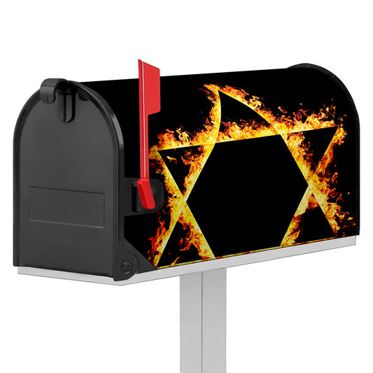 Flaming Star of David Print Mailbox Cover