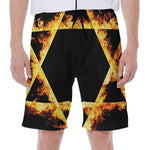 Flaming Star of David Print Men's Beach Shorts