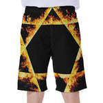 Flaming Star of David Print Men's Beach Shorts