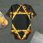 Flaming Star of David Print Men's Bodysuit