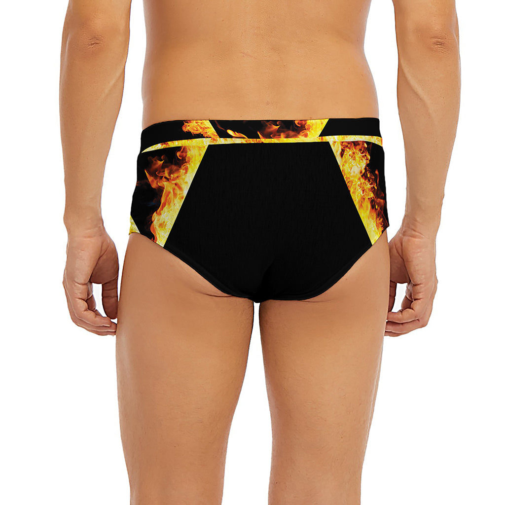 Flaming Star of David Print Men's Briefs