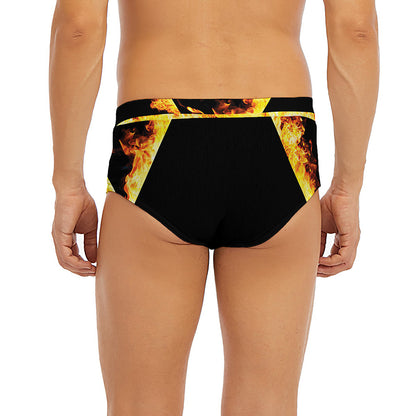Flaming Star of David Print Men's Briefs