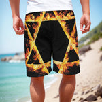 Flaming Star of David Print Men's Cargo Shorts
