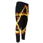 Flaming Star of David Print Men's Compression Pants