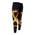 Flaming Star of David Print Men's Compression Pants