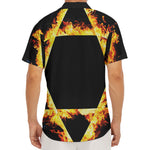 Flaming Star of David Print Men's Deep V-Neck Shirt