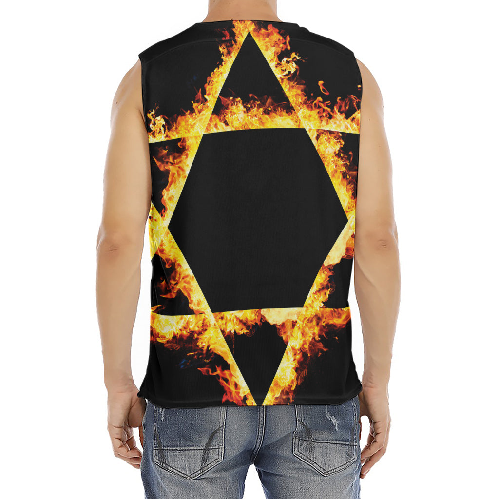 Flaming Star of David Print Men's Fitness Tank Top