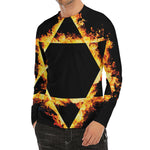 Flaming Star of David Print Men's Long Sleeve Rash Guard