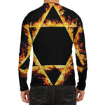 Flaming Star of David Print Men's Long Sleeve Rash Guard