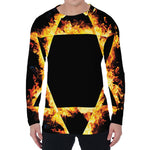 Flaming Star of David Print Men's Long Sleeve T-Shirt