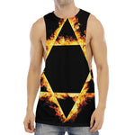 Flaming Star of David Print Men's Muscle Tank Top