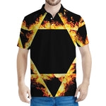 Flaming Star of David Print Men's Polo Shirt
