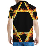 Flaming Star of David Print Men's Polo Shirt