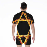 Flaming Star of David Print Men's Rompers