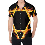 Flaming Star of David Print Men's Shirt