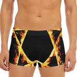Flaming Star of David Print Men's Short Boxer Briefs