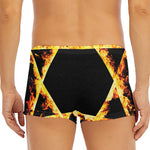 Flaming Star of David Print Men's Short Boxer Briefs
