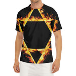 Flaming Star of David Print Men's Short Sleeve Rash Guard