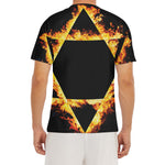 Flaming Star of David Print Men's Short Sleeve Rash Guard