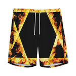 Flaming Star of David Print Men's Sports Shorts