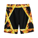 Flaming Star of David Print Men's Sports Shorts