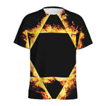 Flaming Star of David Print Men's Sports T-Shirt