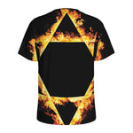 Flaming Star of David Print Men's Sports T-Shirt