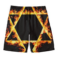 Flaming Star of David Print Men's Swim Trunks